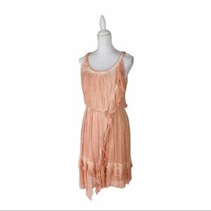 Free People peach orange ruffle sleeveless dress M